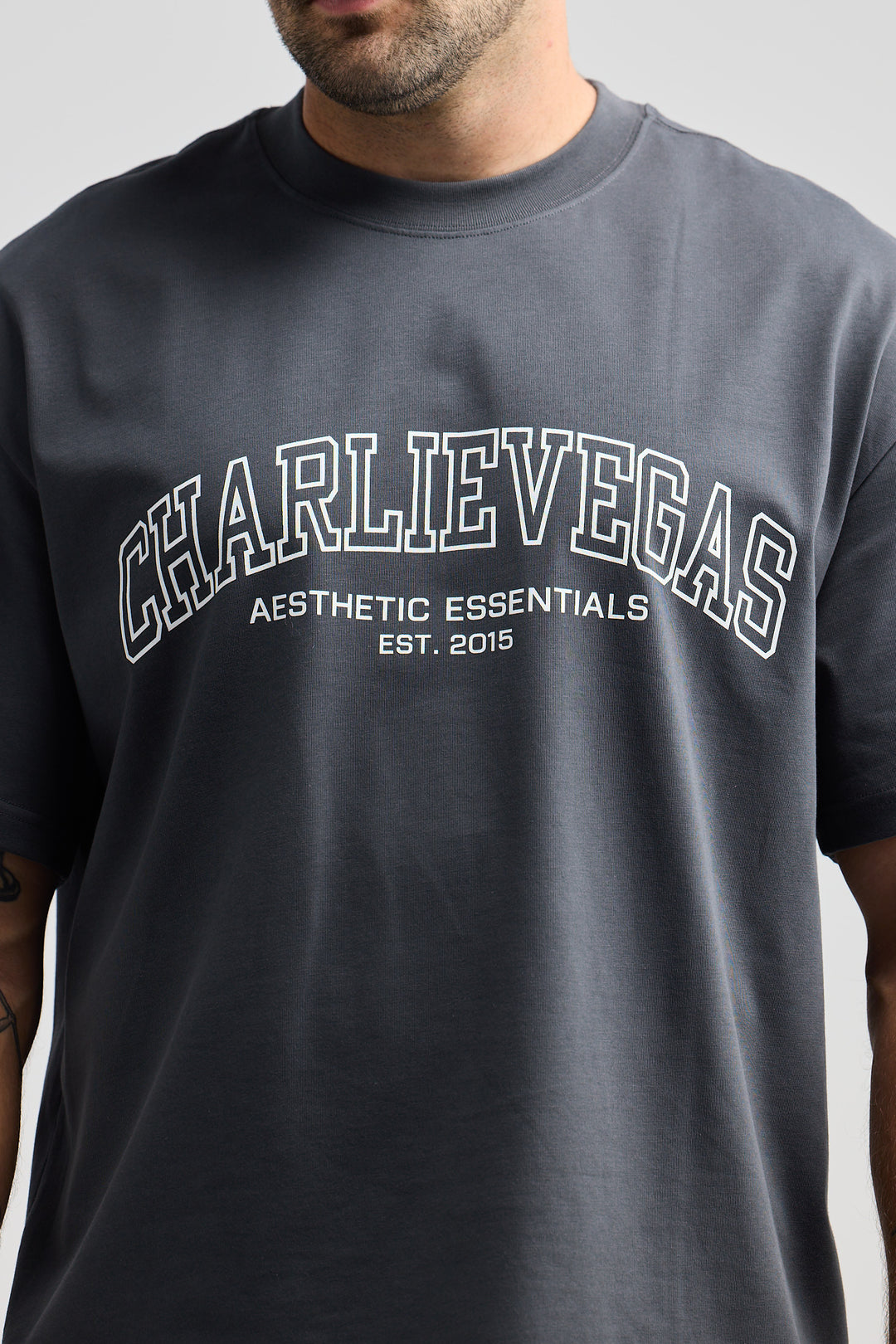 Essential Varsity Tee - Charcoal