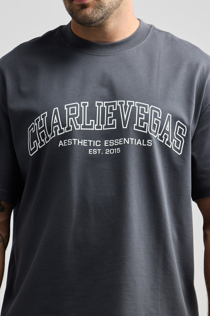 Essential Varsity Tee - Charcoal