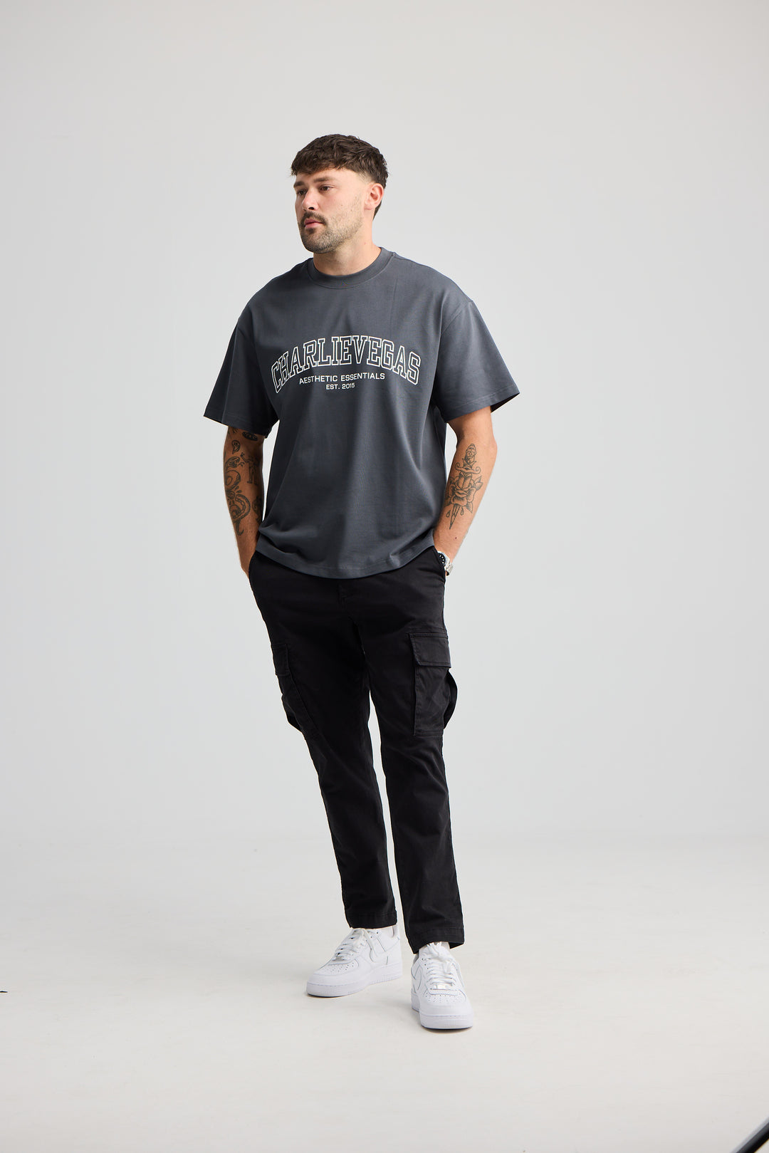 Essential Varsity Tee - Charcoal