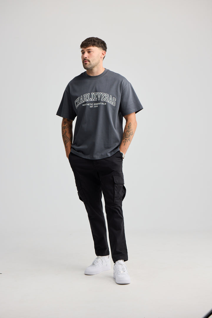 Essential Varsity Tee - Charcoal