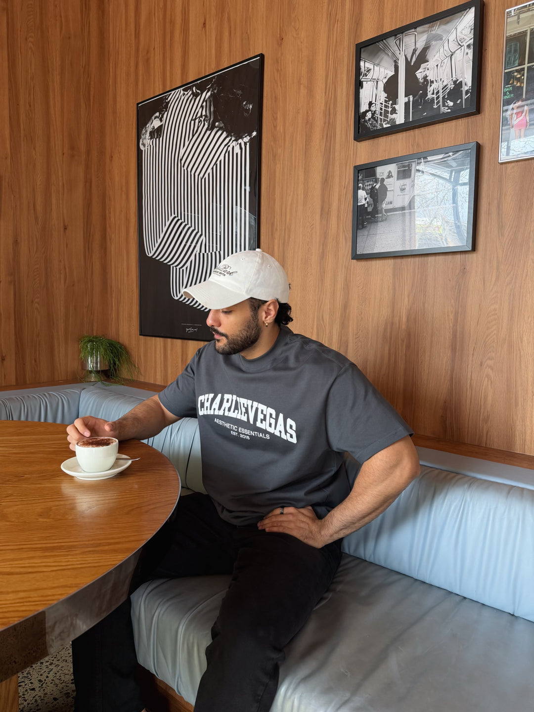 Essential Varsity Tee V2 - Charcoal/White